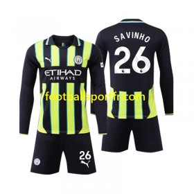 Tenue Manchester City Savinho 26 Enfant Exterieur 2024-2025 Maillot de Foot ML